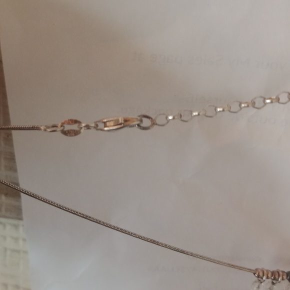 Vintage 925 Sterling Silver Beaded Dangling Design white Crystals Necklace - Picture 5 of 5